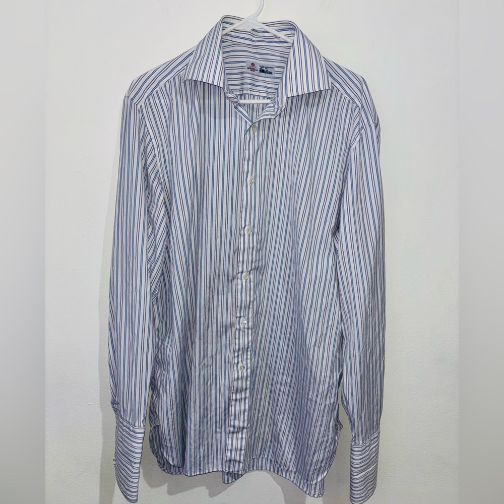 Luigi Borrelli Dress Shirt 17L 100% Cotton Dress Shirt